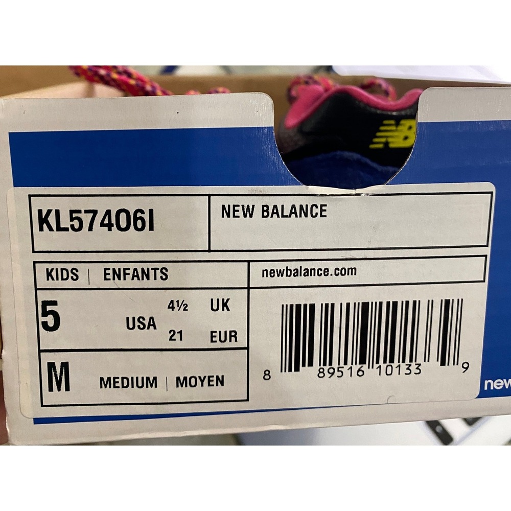 New Balance 574 Kids Sneakers Grey Pink Blue Yellow KL574O6I Size 5 M - Picture 6 of 6